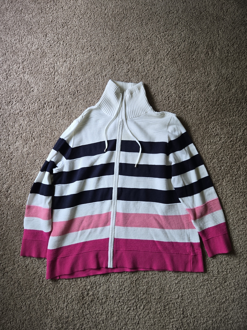 cj banks Striped Full Zip Knit Sweater Cardigan 1X